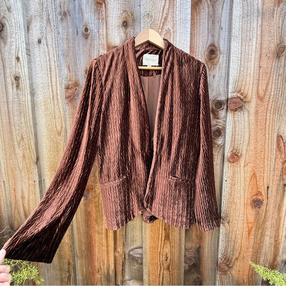 Moon River Amber Copper Velvet Textured Blazer Jacket 🌿